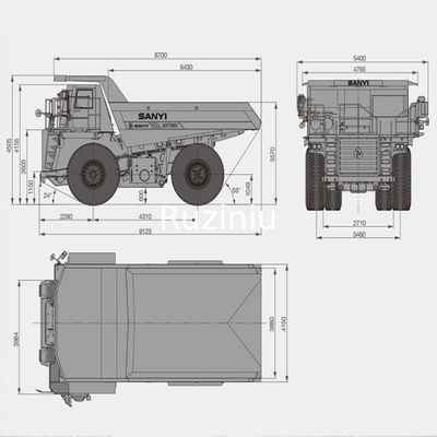 SRT55D Maden Damperli Kamyon 480kW 35m3, Yük Kapasitesi 55t